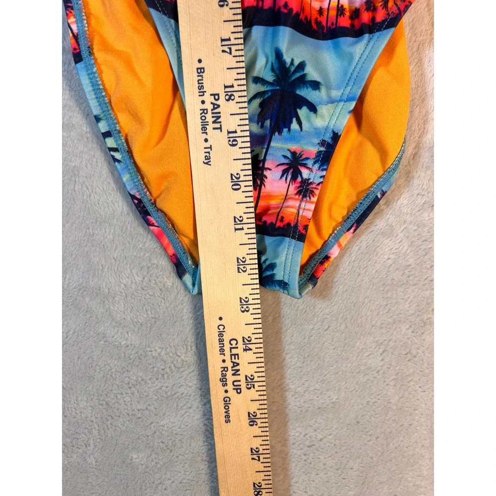 Dolfin Swimsuit Women Size 30 Turquoise Palm Trees Cross Back One Piece‎